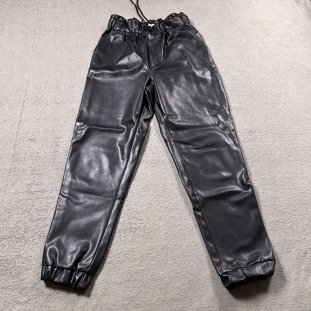 Abercrombie & Fitch Faux Leather Jogger Pants Womens S Black High Rise
